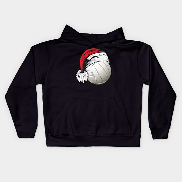 Christmas Volleyball Ball With Santa Hat Funny Sport X-mas print Kids Hoodie by theodoros20